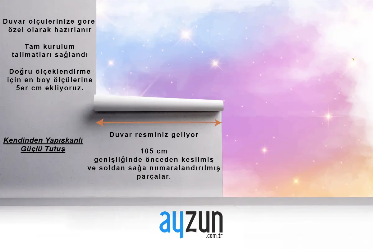 Degrade Pastel Gökyüzü Arka Plan Çocuk Odası Duvar Kağıdı