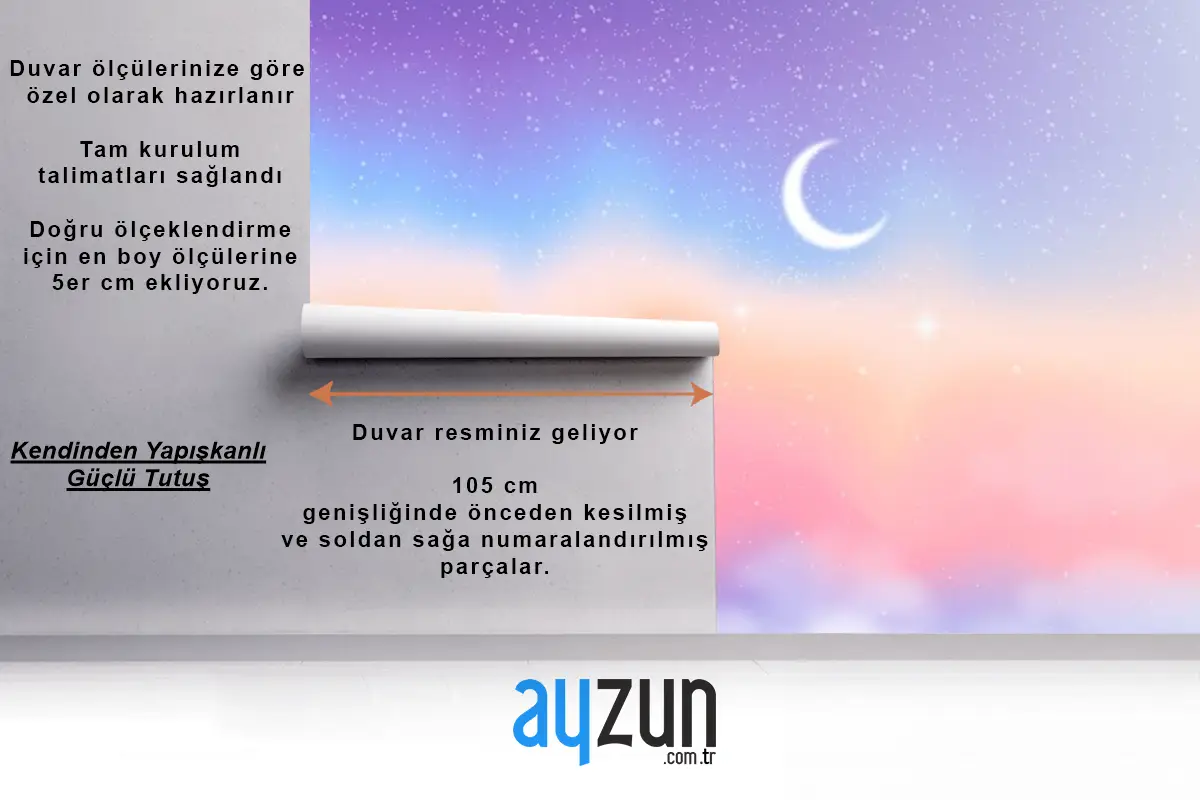 Degrade Pastel Gökyüzü Arka Plan Çocuklar Çocuk Odası Duvar Kağıdı