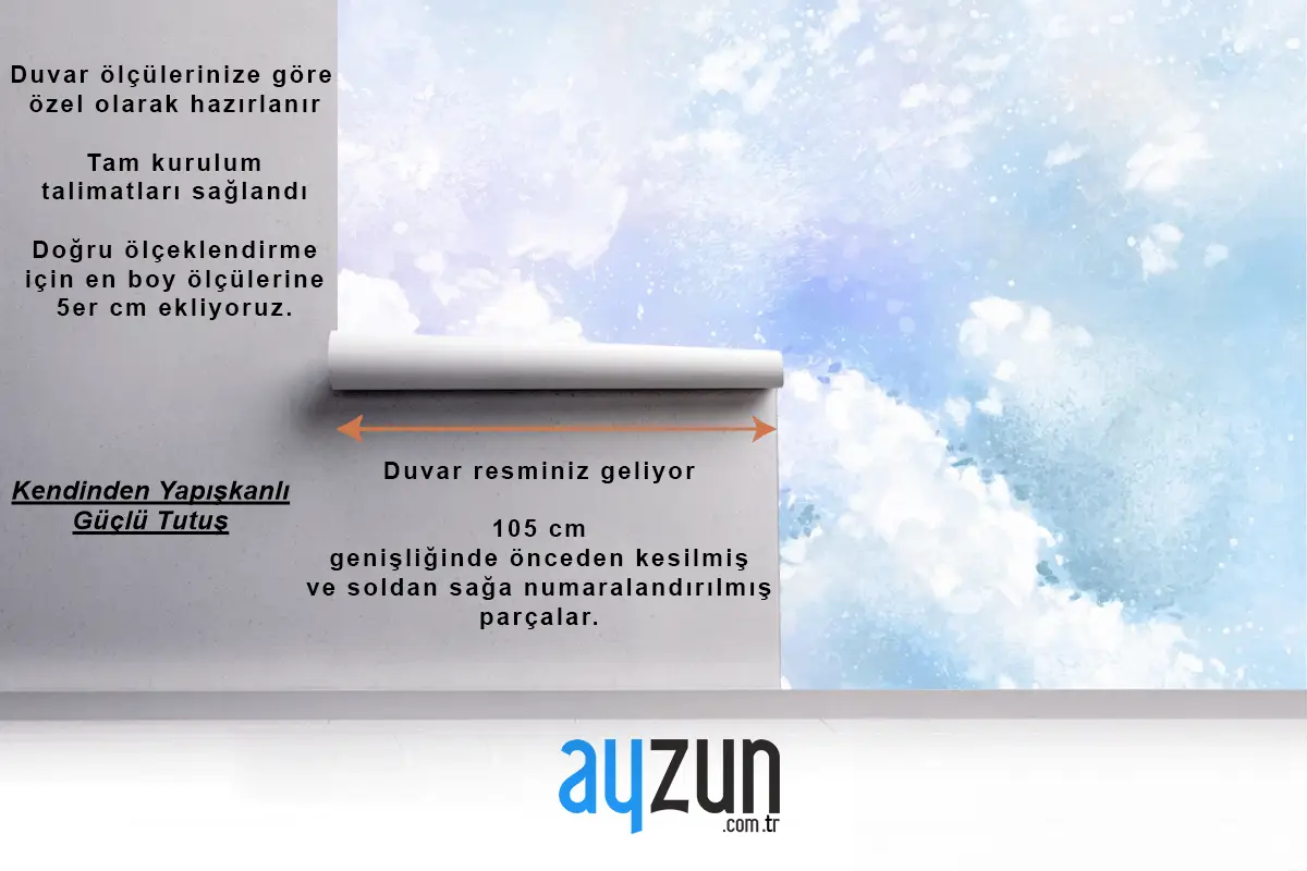 Degrade Pastel Gökyüzü Arka Plan Çocuk Odası Duvar Kağıdı 