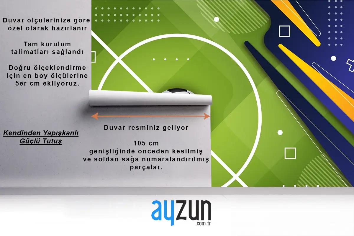 Gradyan Futbol Sahası Sarı Lacivert Duvar Kağıdı