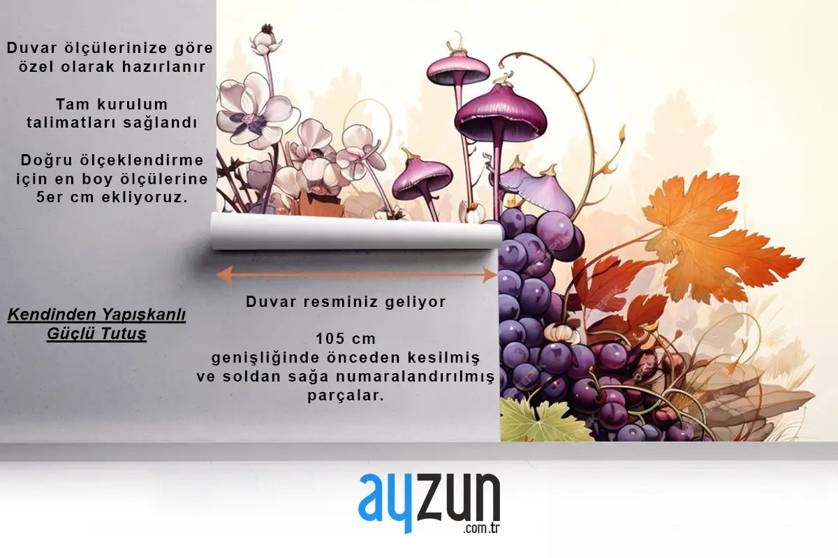 Üzüm Dikişsiz Desen Meyve Arka Plan Suluboya Mutfak Duvar Kağıdı