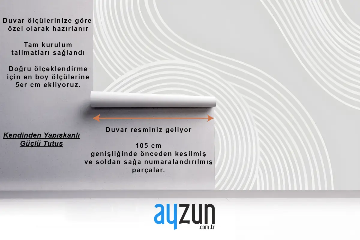 Gri Kıvrımlı Çizgiler Modern Zen Bahçesi Oturma Odası Salon Duvar Kağıdı