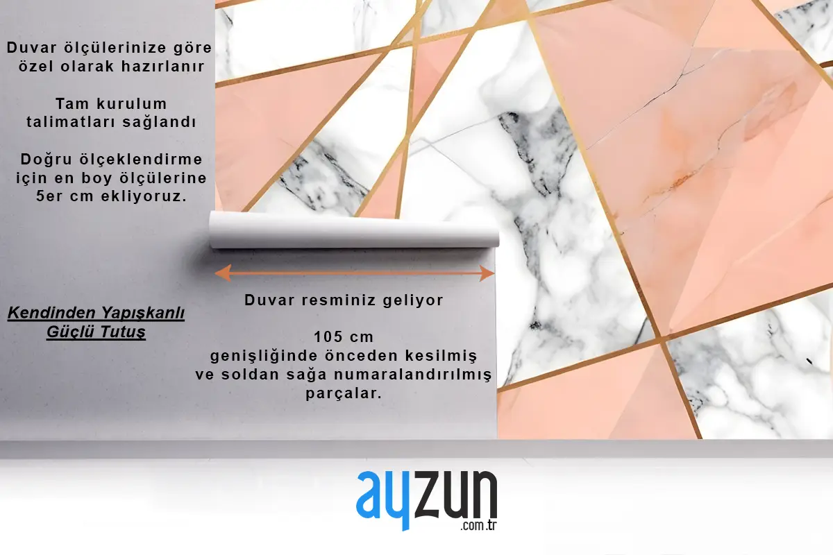 Gri Pembe Mermer Desenli Duvar Kağıdı 