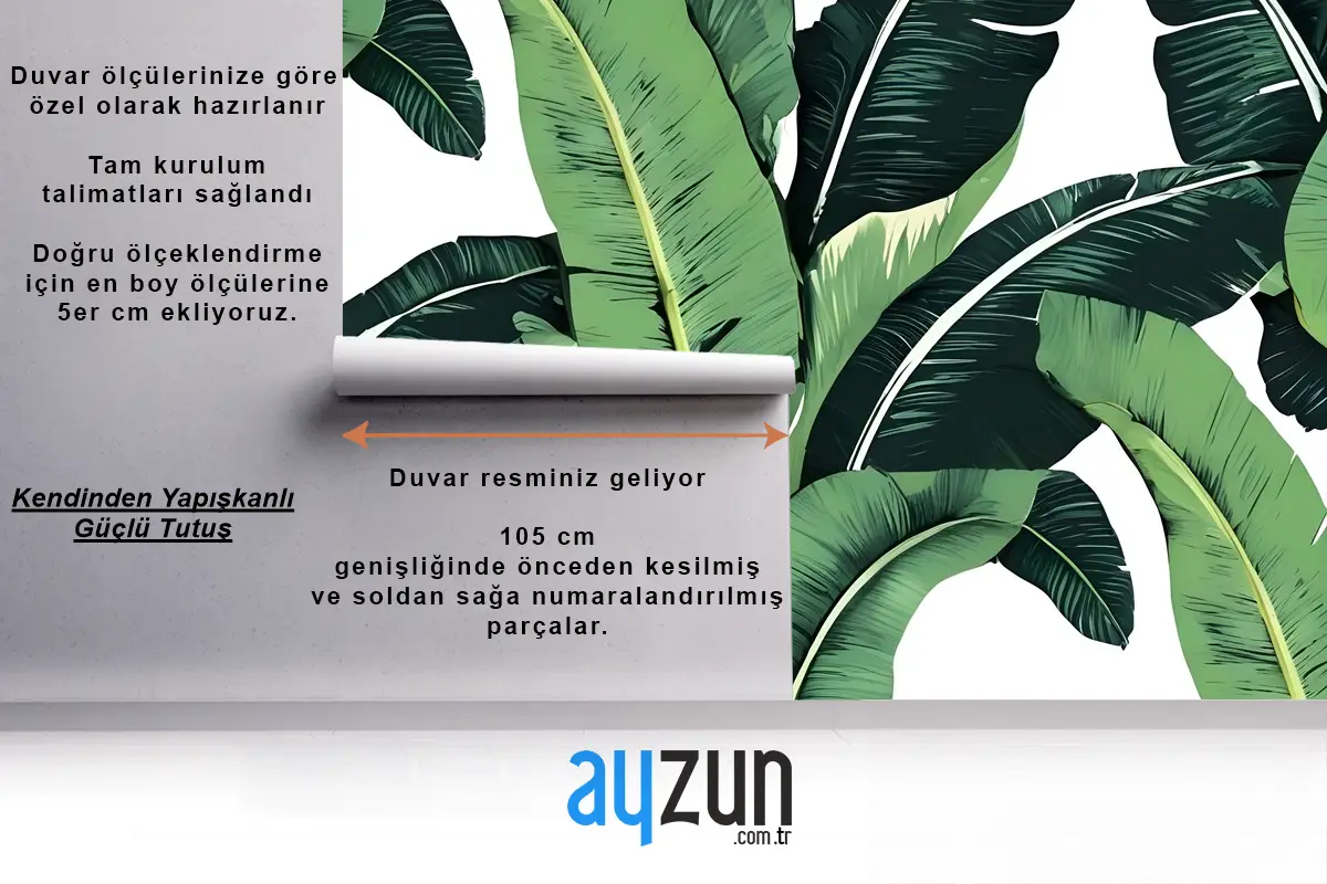 Yeşil Muz Yaprağı Desen Duvar Kağıdı