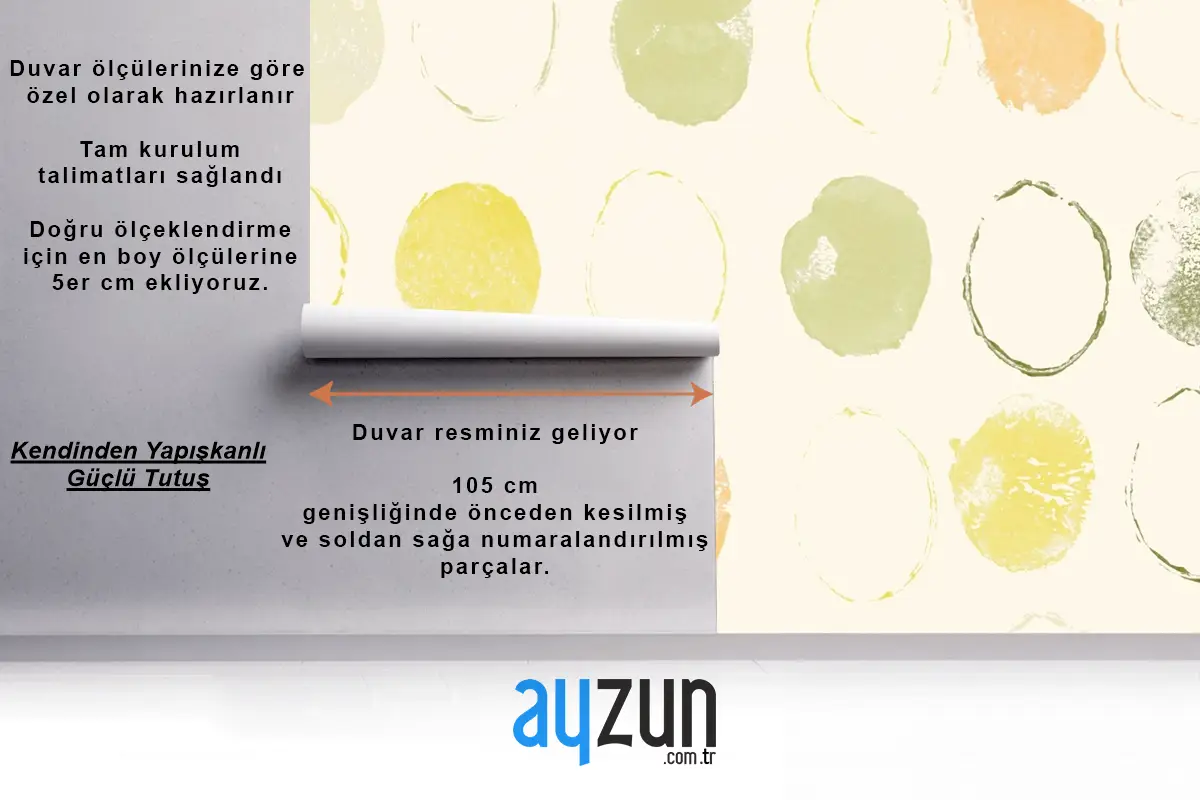 Yeşil Daire Desen Arka Plan El Yapımı Baskılar Çocuk Odası Duvar Kağıdı
