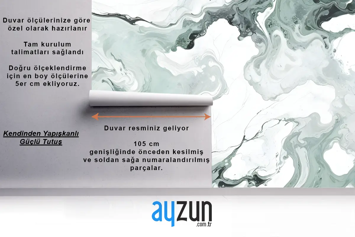 Yeşil Mermerize Banyo Duvar Kağıdı