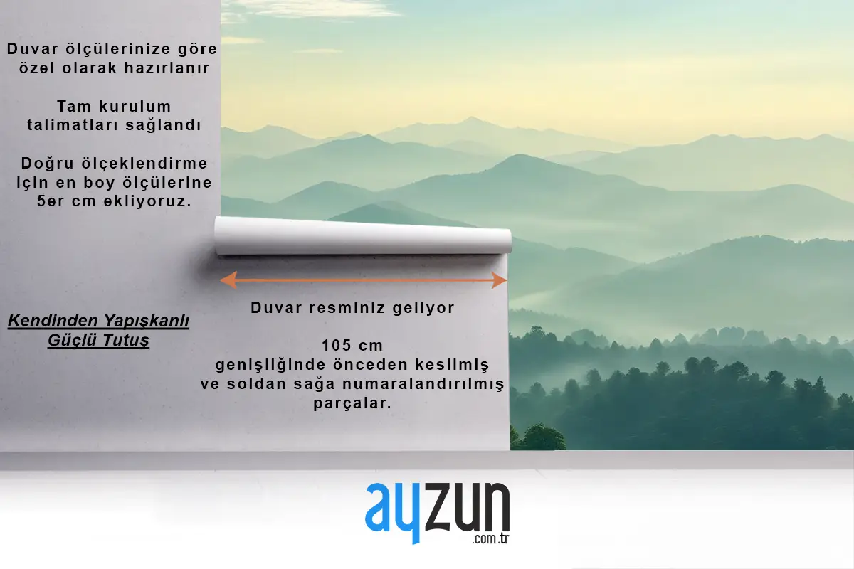 Yeşil Dağ Siluet Duvar Kağıdı 