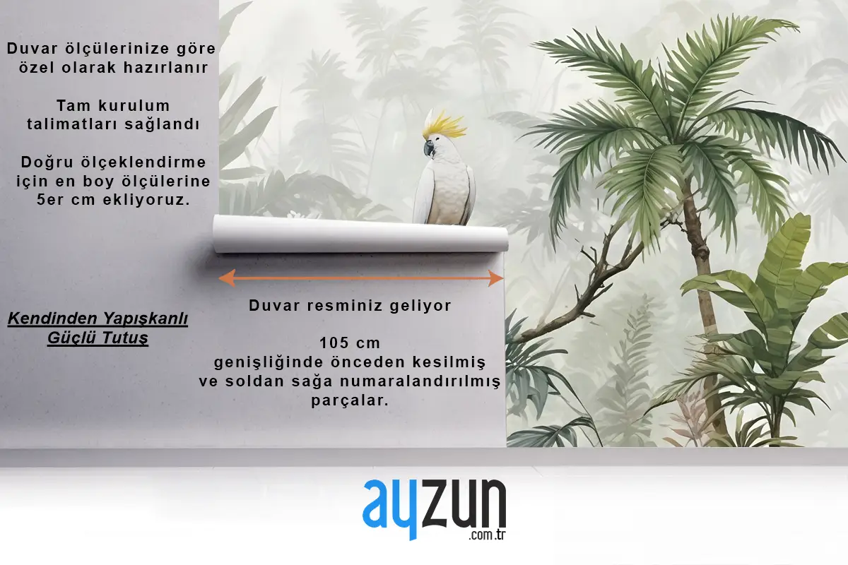 Papağan Duvar Kağıdı  Ile Yeşil Tropikal Orman