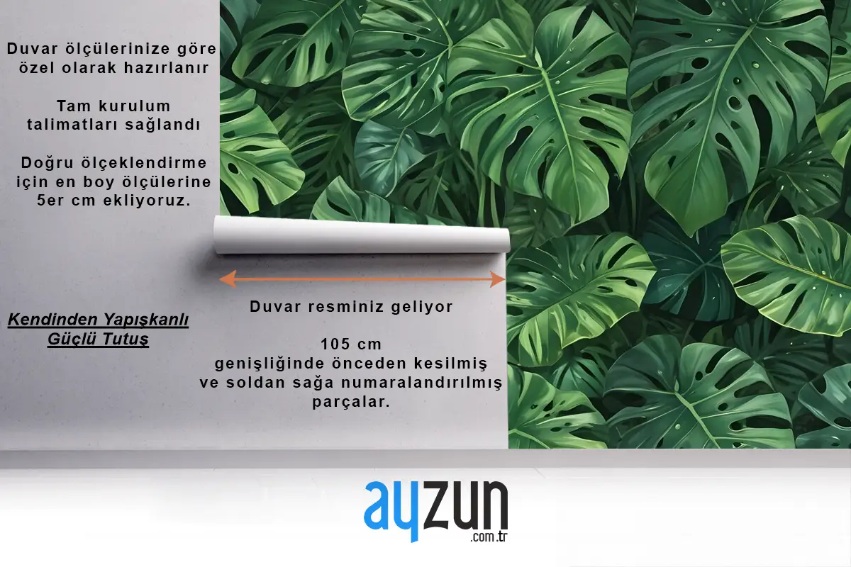 Yeşil Tropikal Yapraklar Duvar Kağıdı