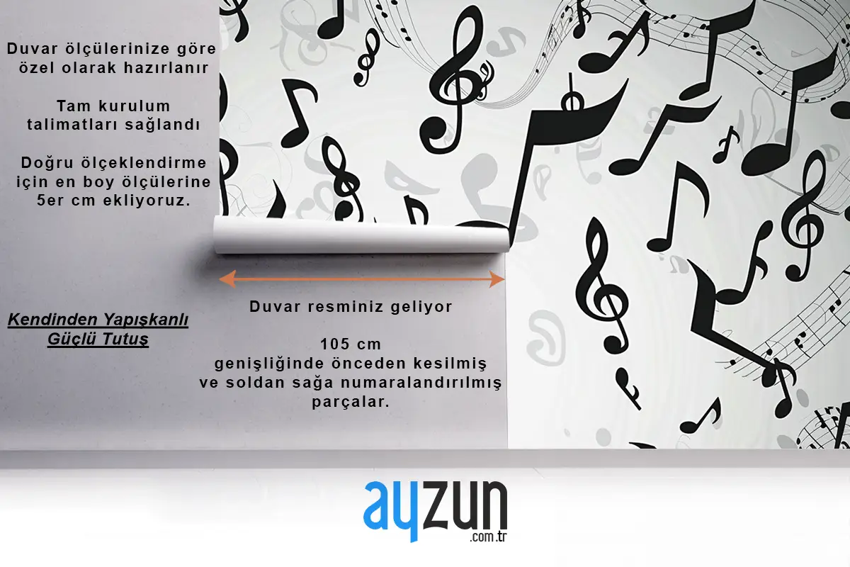 Gri Arka Plan Müzik Notaları Duvar Kağıdı