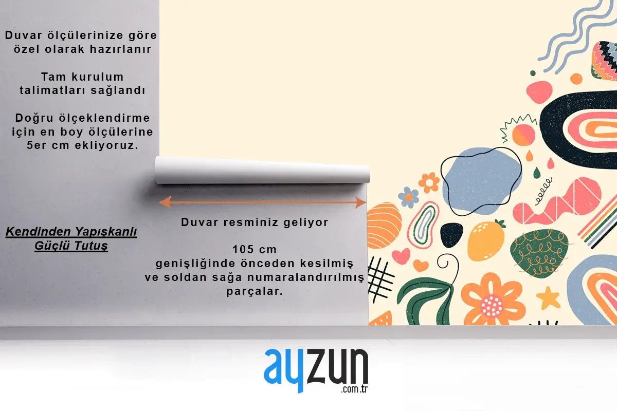 Elle Çizilmiş Soyut Organik Şekiller Mutfak Duvar Kağıdı