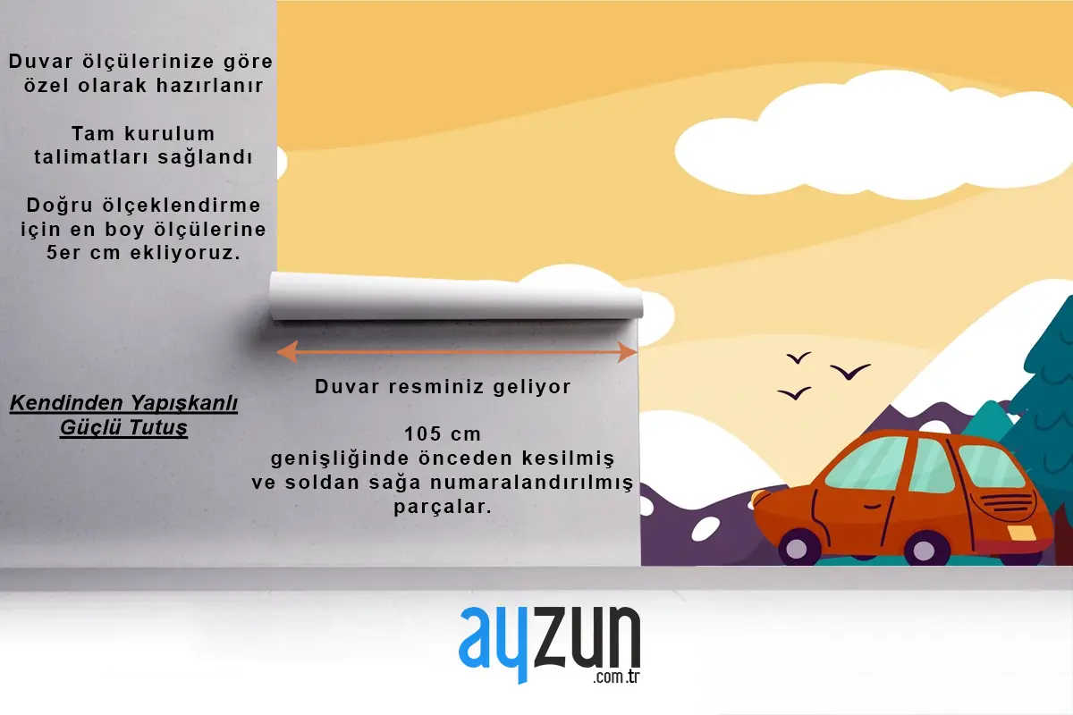 Elle Çizilmiş Macera Arka Plan Çocuk Odası Duvar Kağıdı 