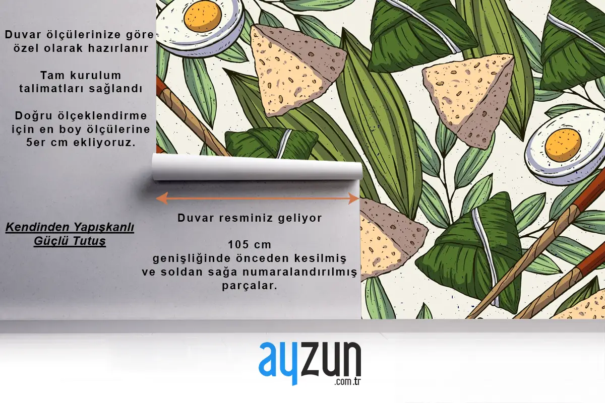 Elle Çizilmiş Ejderha Tekneleri Zongzi Mutfak Duvar Kağıdı