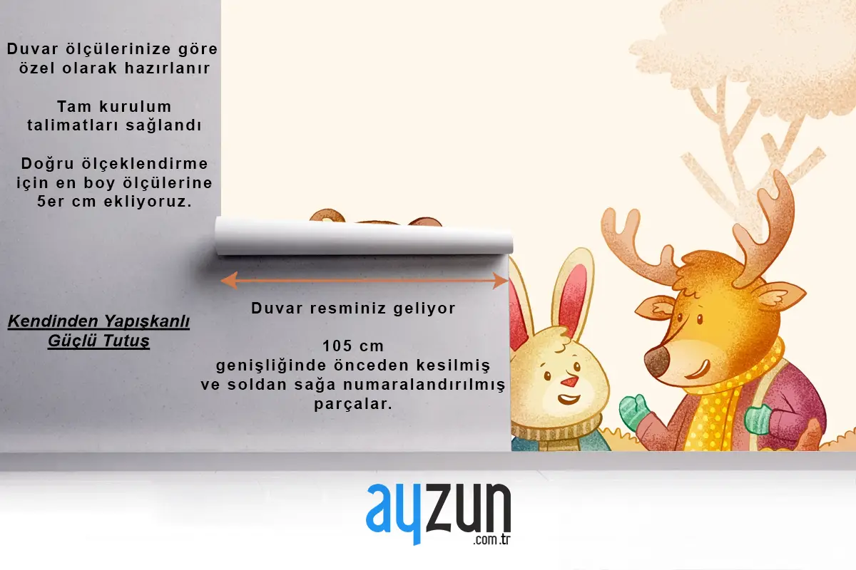 Elle Çizilmiş Sonbahar Sezonu Çocuk Odası Duvar Kağıdı 