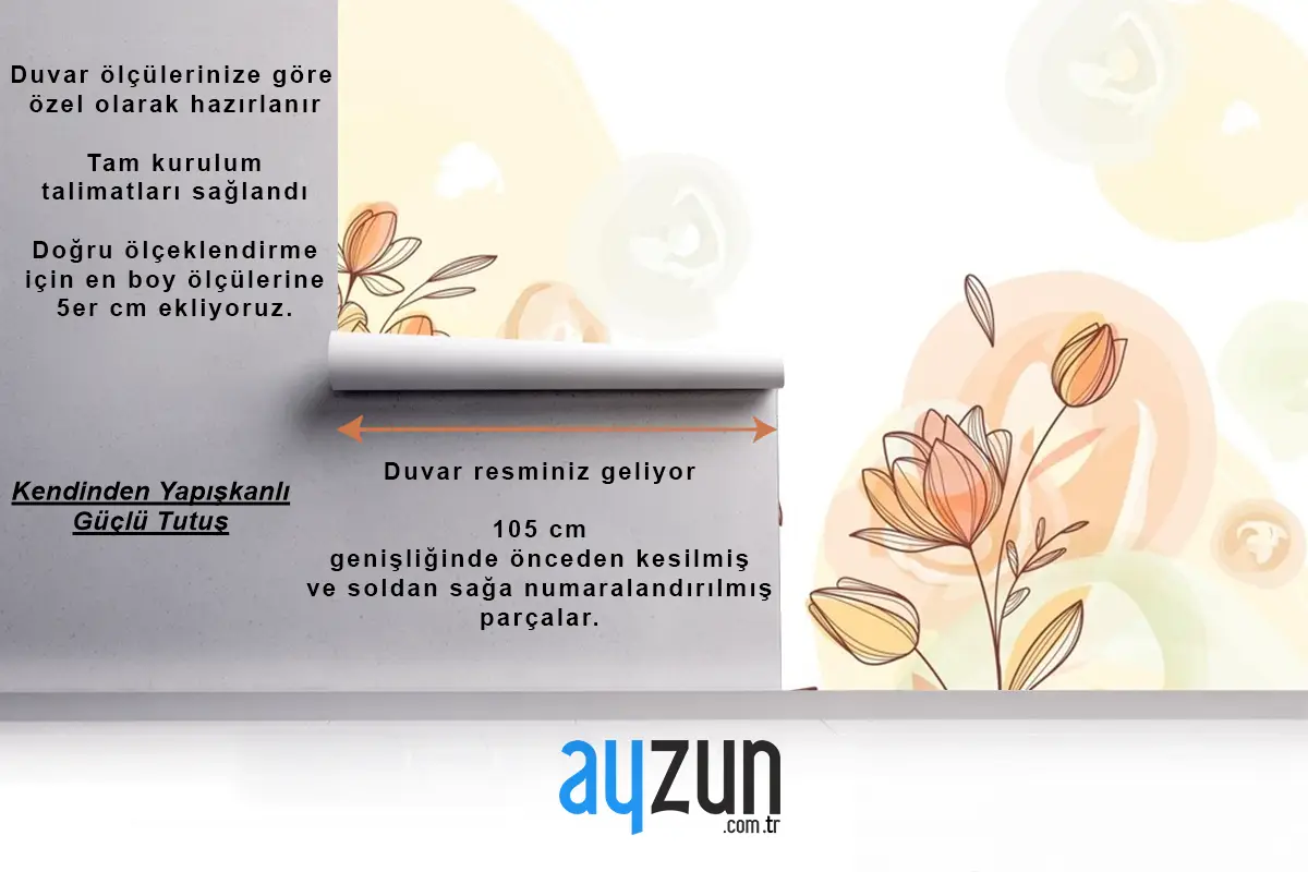 Elle Çizilmiş Çiçekler Arka Plan Duvar Kağıdı 