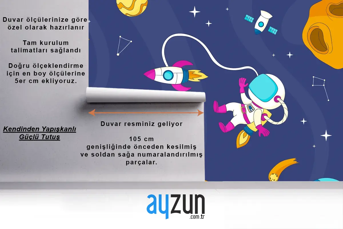 Elle Çizilmiş Galaxy Boys Çocuk Odası Duvar Kağıdı