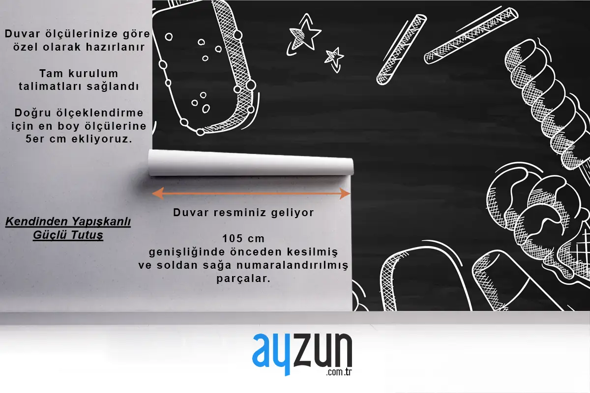 Elle Çizilmiş Dondurma Karatahta Mutfak Duvar Kağıdı