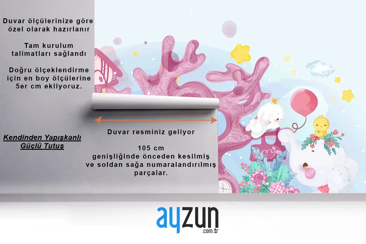 Elle Çizilmiş Geçit Töreni Doodle Hayvanlar Çocuk Odası Duvar Kağıdı