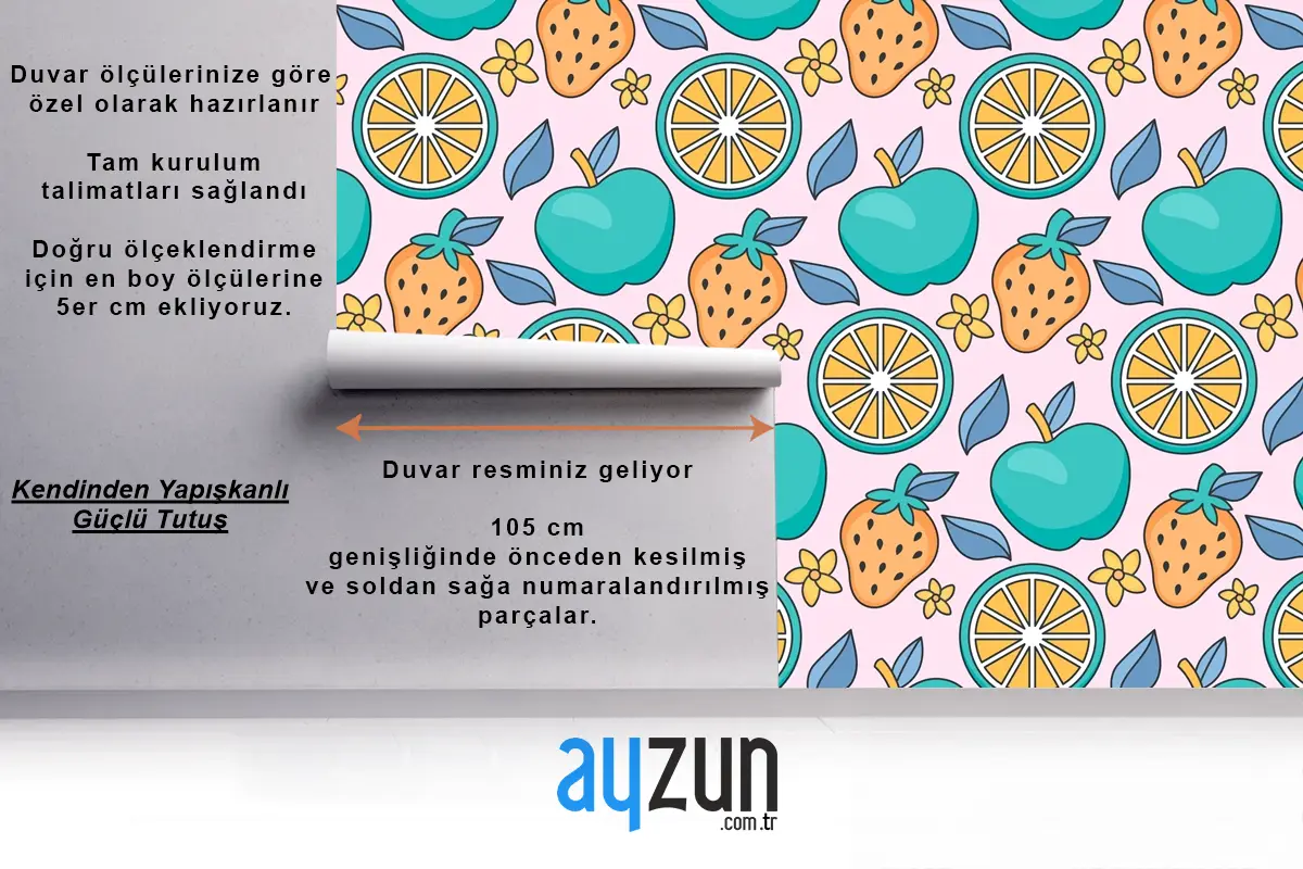 Elle Çizilmiş Pastel Yaz Desen Tasarımı Mutfak Duvar Kağıdı