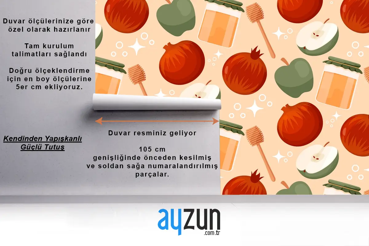 Yahudi Yeni Yılı Roş Aşana Kutlaması Duvar Kağıdı  Için Elle Çizilmiş Desen Tasarımı