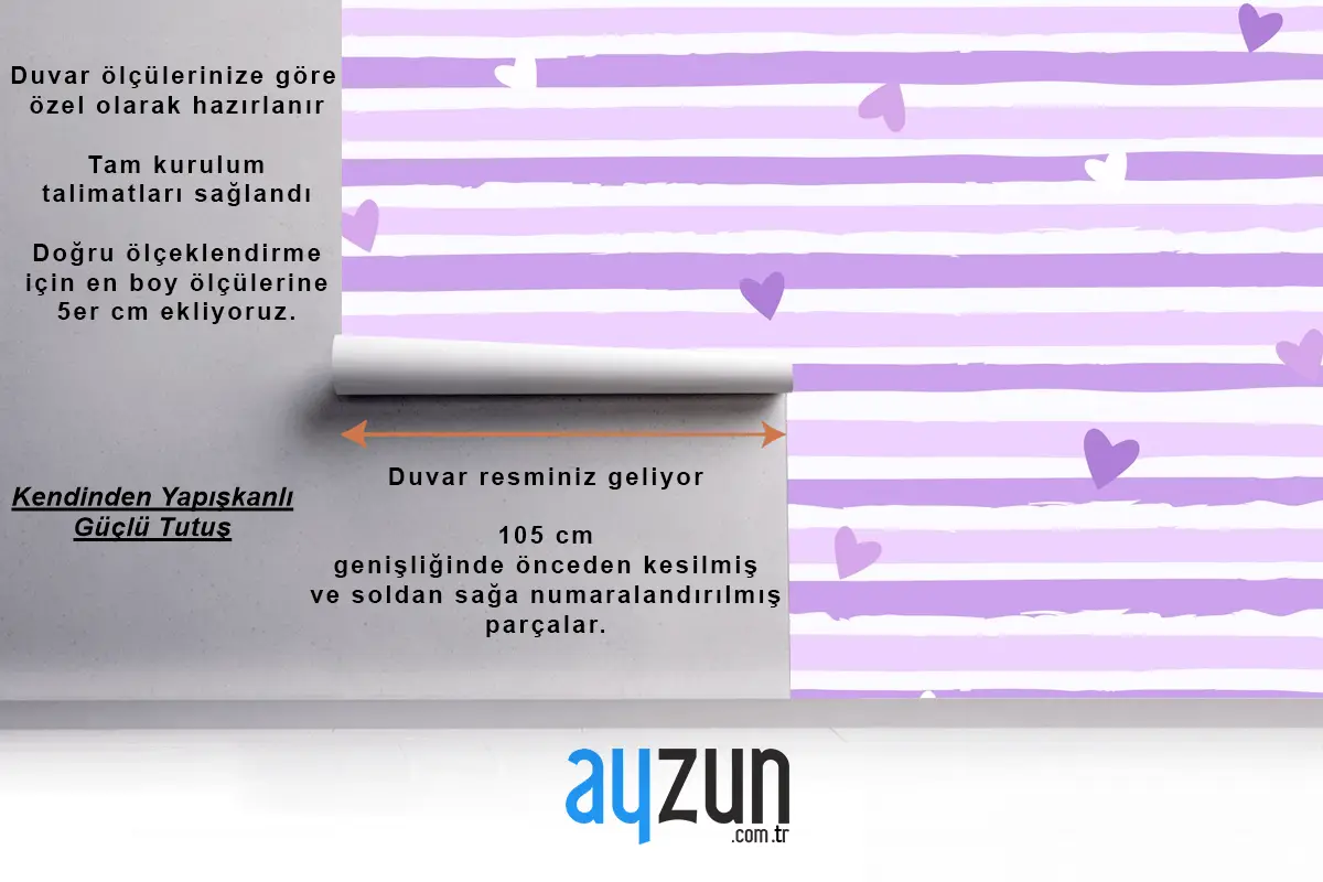 Elle Çizilmiş Mor Çizgili Arka Plan Çocuk Odası Duvar Kağıdı