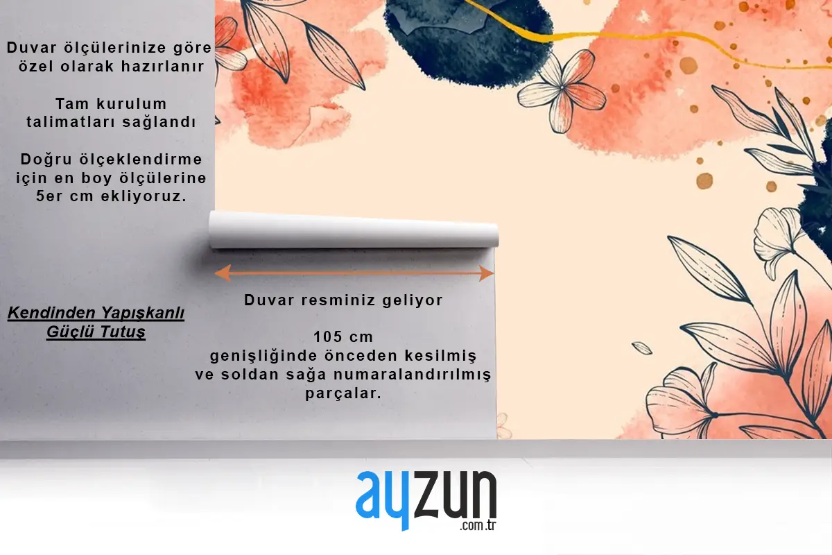 Elle Çizilmiş Suluboya Çiçek Arka Plan Duvar Kağıdı 