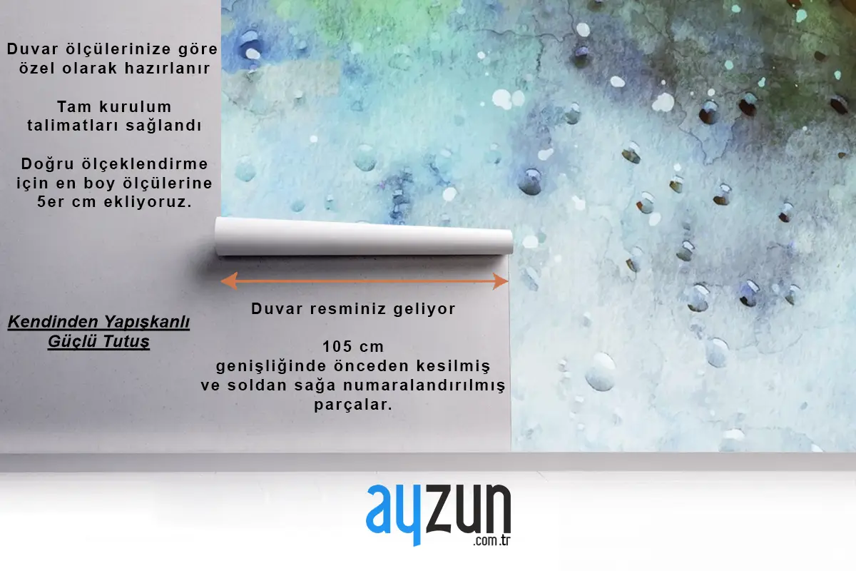 El Boyası Soyut Suluboya Doku Yapıt Banyo Duvar Kağıdı