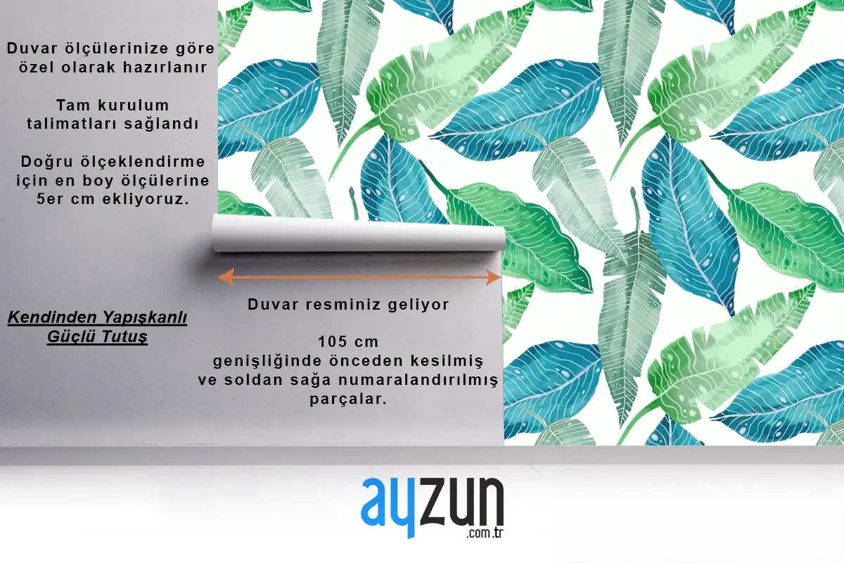 El Boyalı Yaz Tropikal Desenli Mutfak Duvar Kağıdı