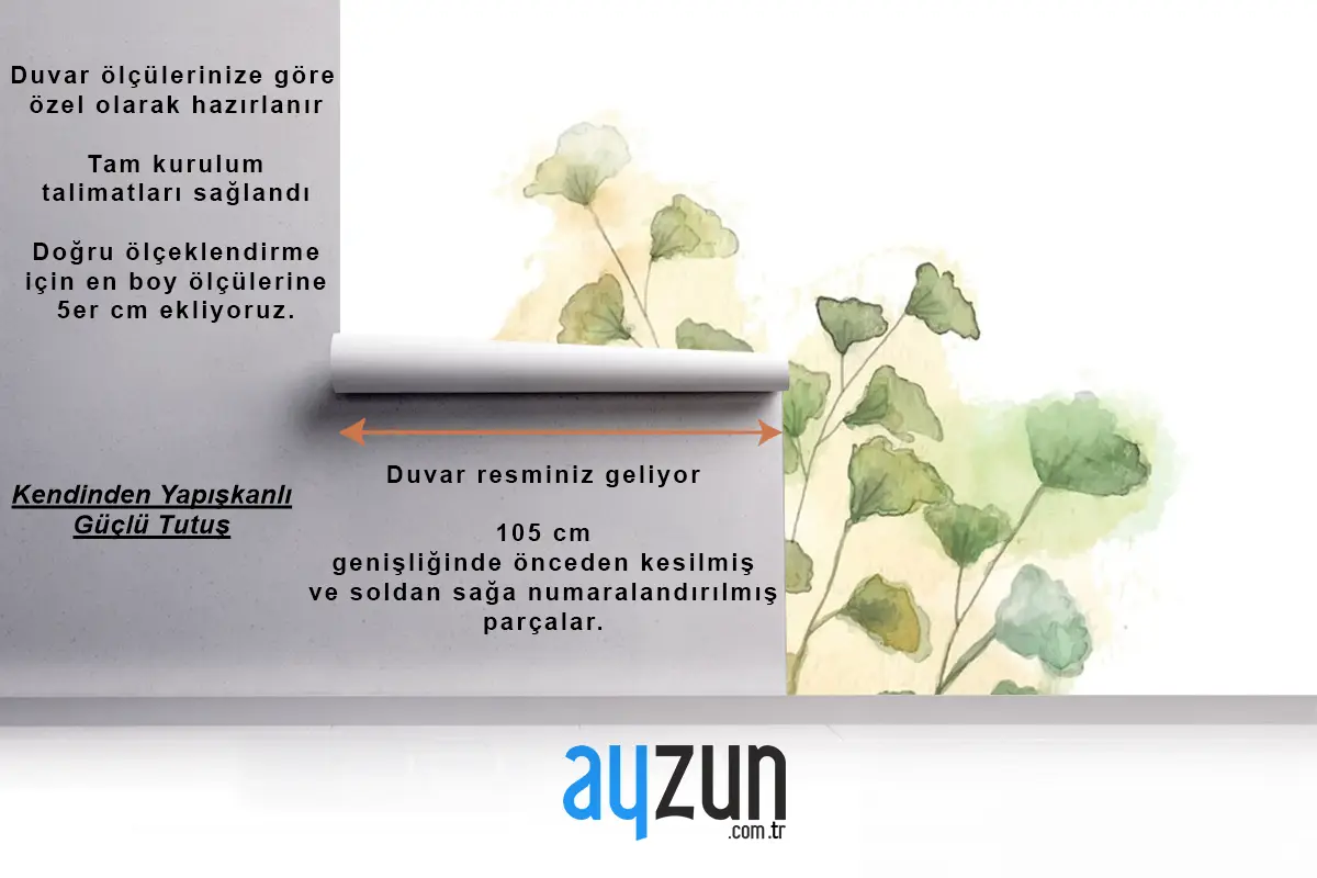 El Boyalı Suluboya Doğa Yemek Odası Duvar Kağıdı 