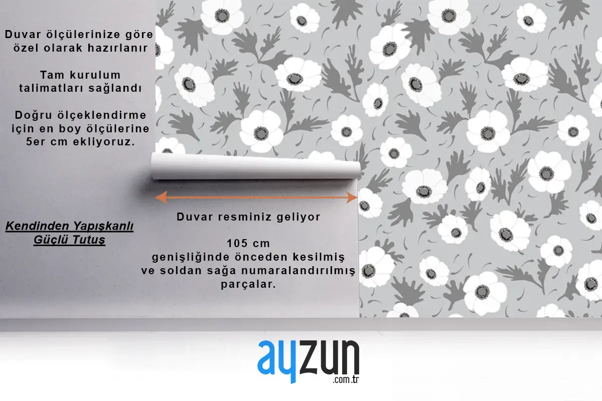 Yatay Ve Dikey Olarak Tekrarlanabilir Sorunsuz Tek Renkli Çiçek Desenli Duvar Kağıdı