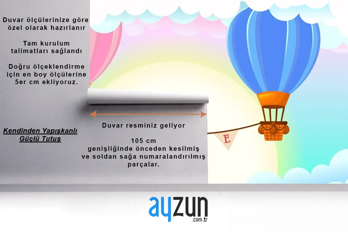 Sıcak Hava Balonu Çocuk Odası Duvar Kağıdı