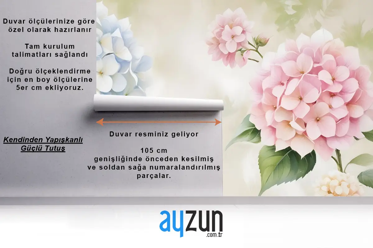 Ortanca Çiçek Sanatı Duvar Kağıdı 
