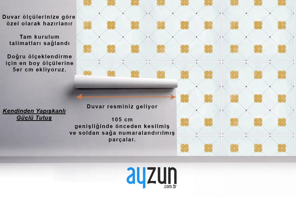 Fayans Dokulu Desen Çamaşır Odası Duvar Kağıdı 