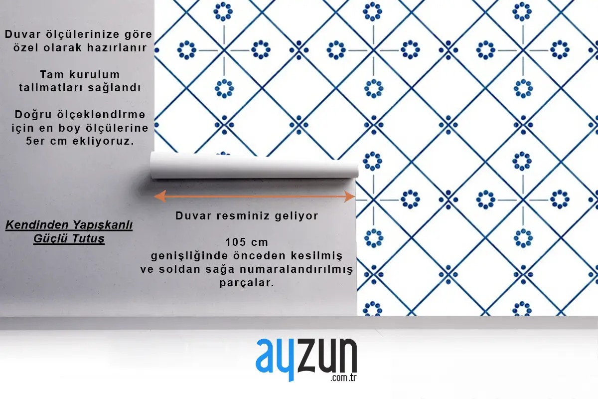 Fayans Dokulu Desen Duvar Kağıdı