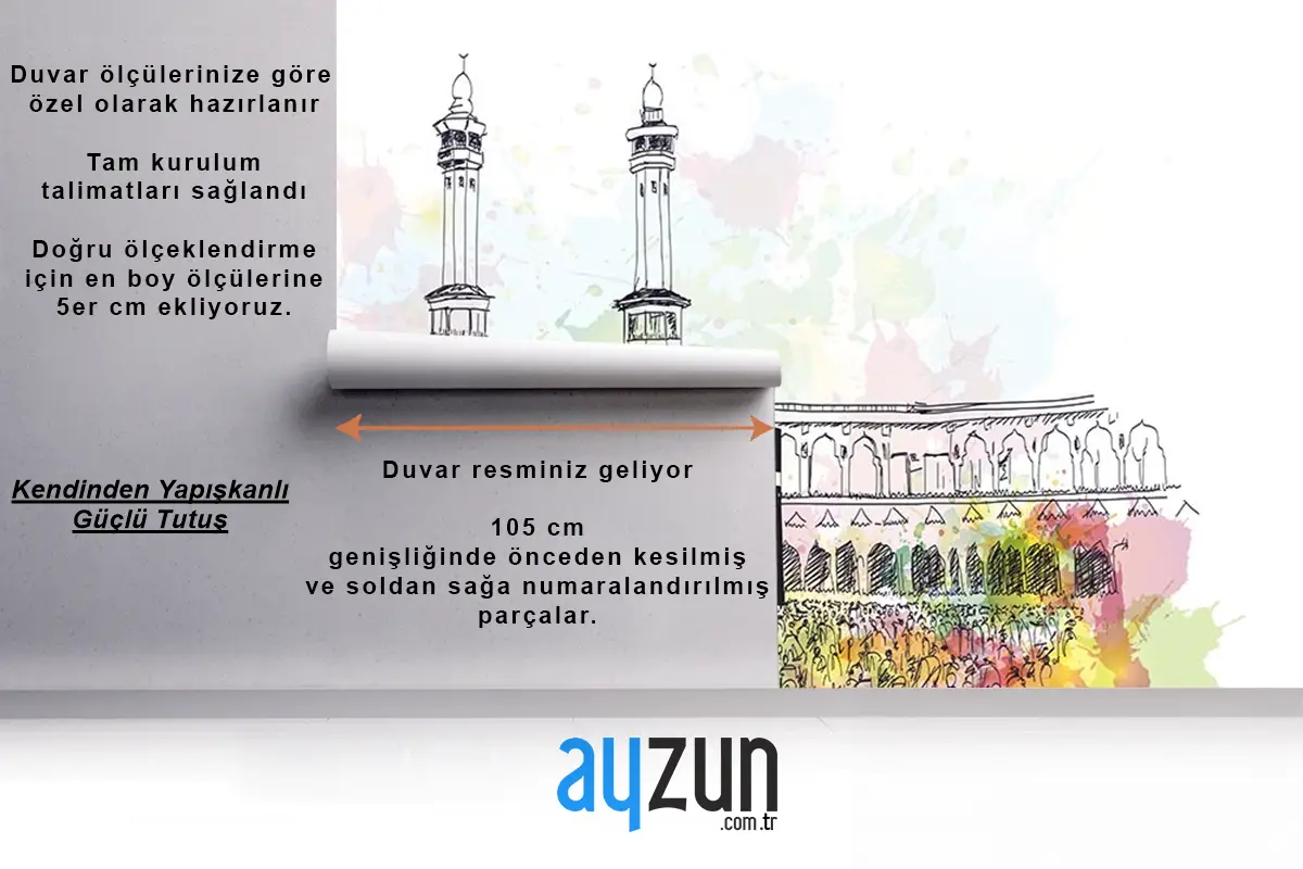 Kabe Özel Tasarım Çizim Duvar Kağıdı