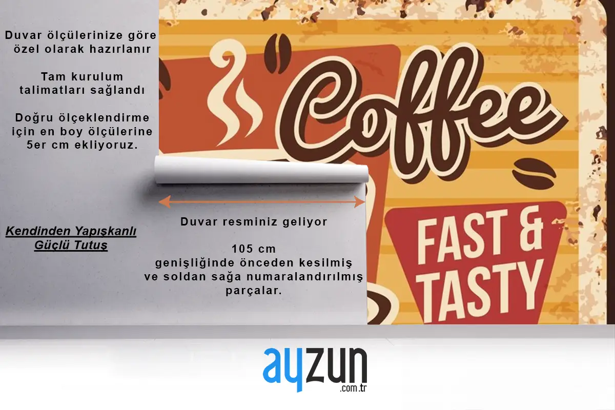 Kahve Paslı Metal Levha Vintage Cafe Duvar Kağıdı