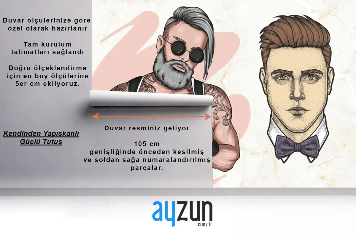 Kaslı Erkek Kuaför Berber Duvar Kağıdı