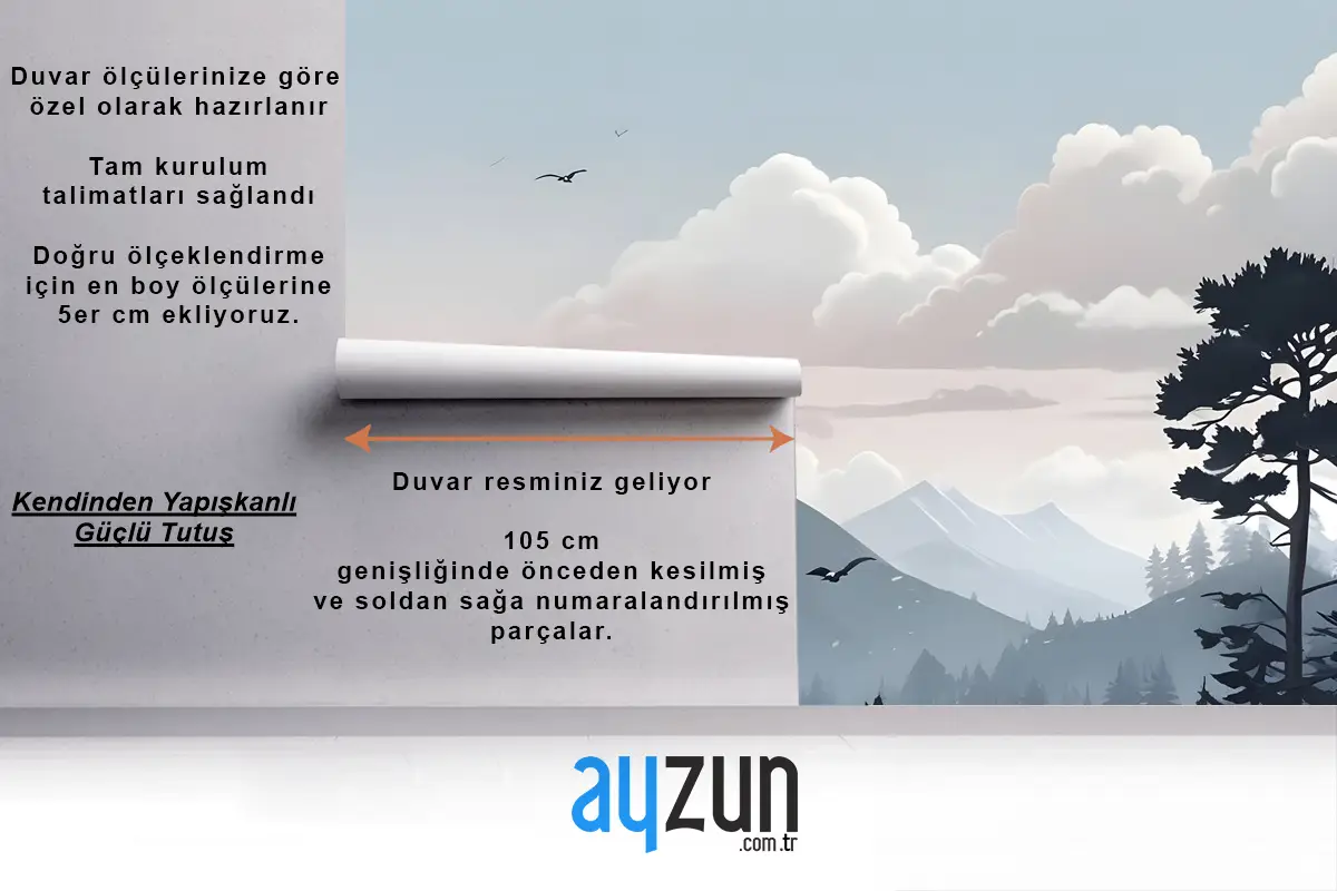 Çocuklar Karla Dağ Manzarası Çocuk Odası Duvar Kağıdı