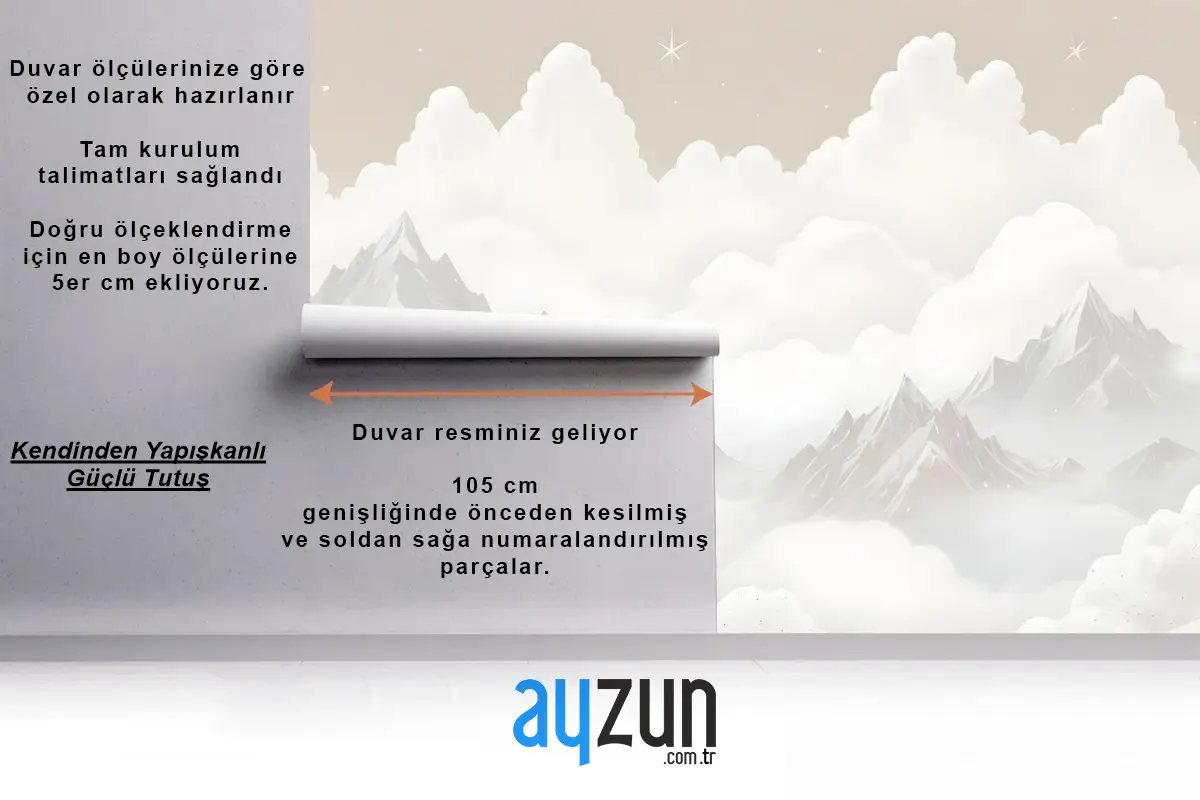 Bulutlu Çocuk Dağ Çocuk Odası Duvar Kağıdı