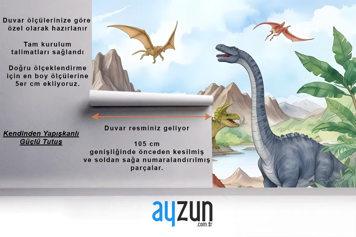 Çocuklar Tarih Öncesi Dinozor Çocuk Odası Duvar Kağıdı 