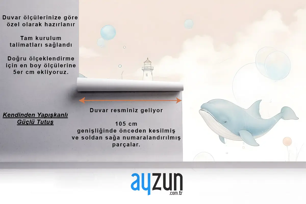Çocuklar Yumuşak Balina Denizaltı Yaşamı Çocuk Odası Duvar Kağıdı