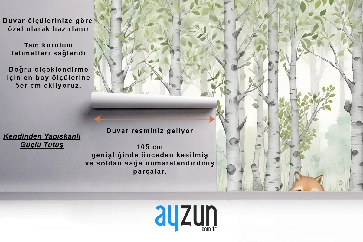 Ormandaki Çocuklar Orman Hayvanları Çocuk Odası Duvar Kağıdı