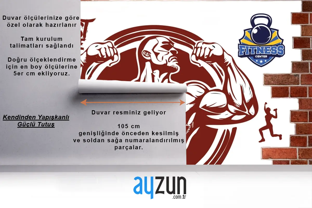 Kırık Tuğla Duvar Dambıl Gym Fitness Duvar Kağıdı