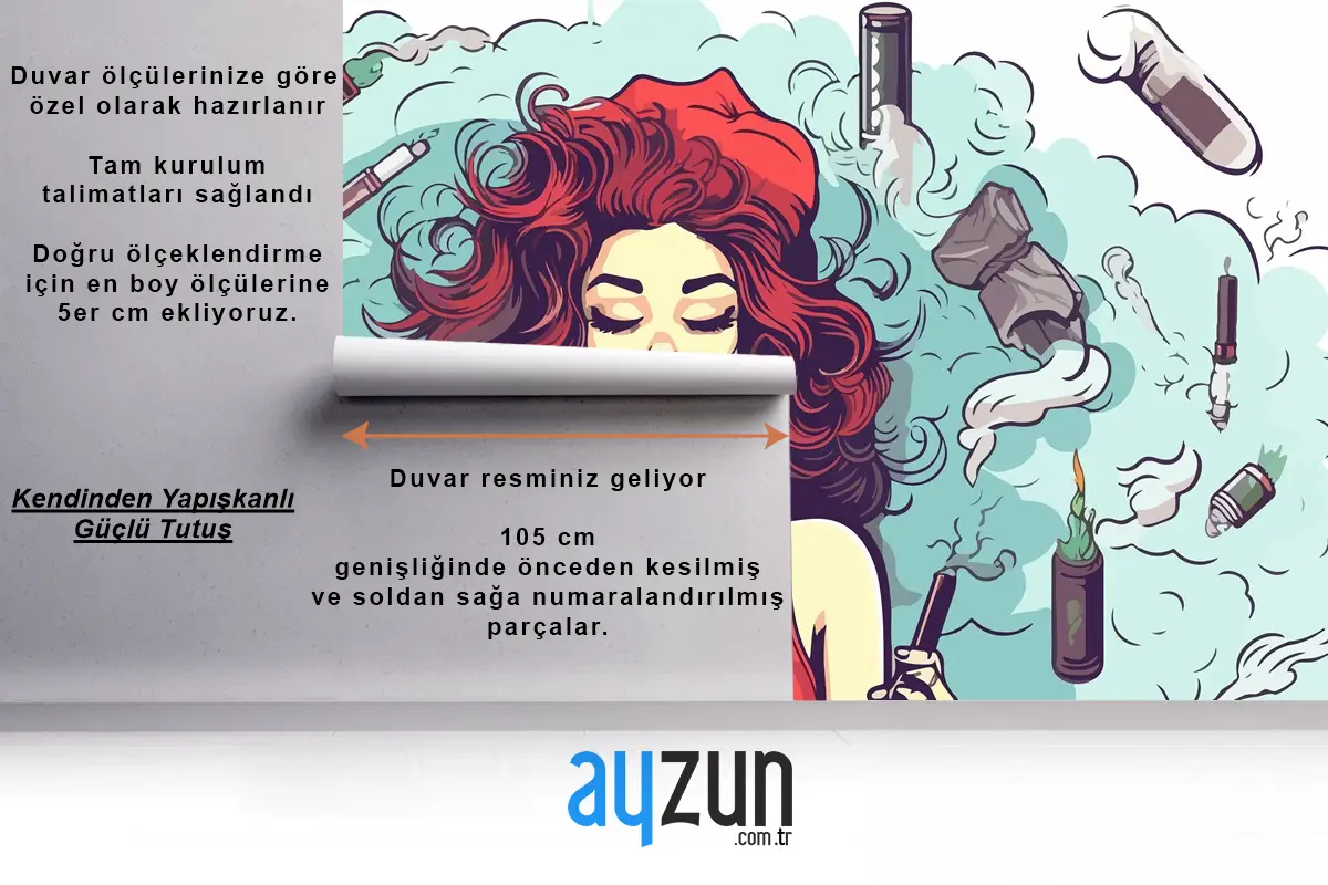 Kırmızı Saçlı Kadın Güzellik Salonu Tarzı Duvar Kağıdı