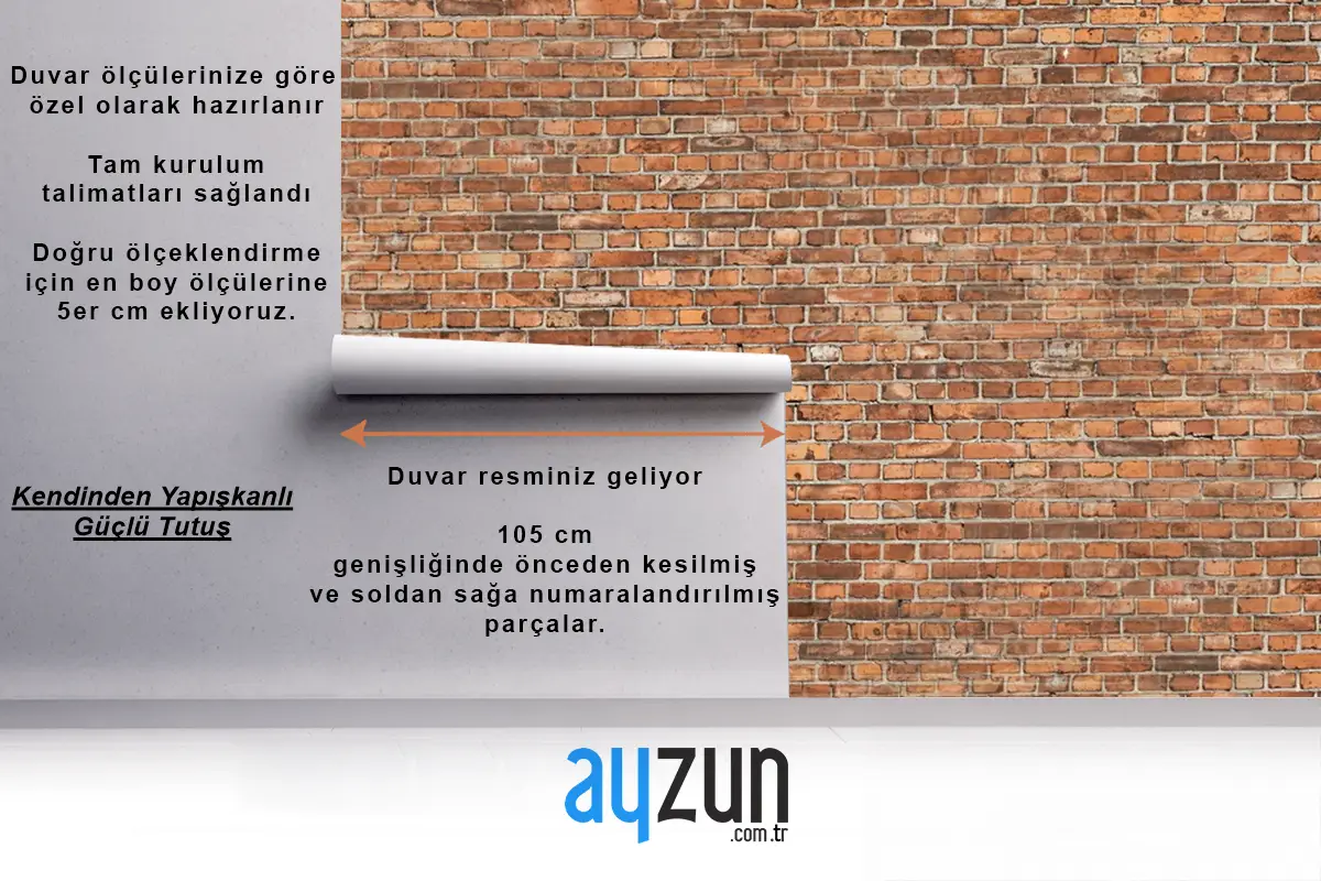 Kırmızı Tuğla Duvar Dokusu 3D Duvar Kağıdı