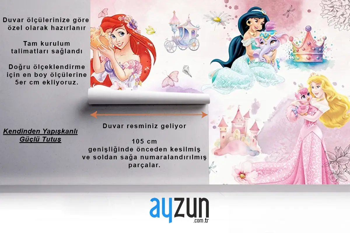 Çocuk Odası Duvar Kağıdı  Prensesler Çocuk Odası Duvar Kağıdı