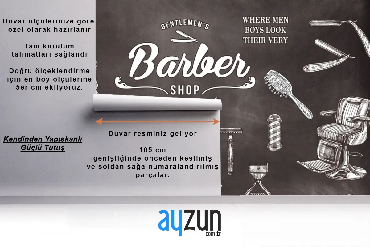 Koyu Arka Plan Berber Aletleri Vintage Duvar Kağıdı