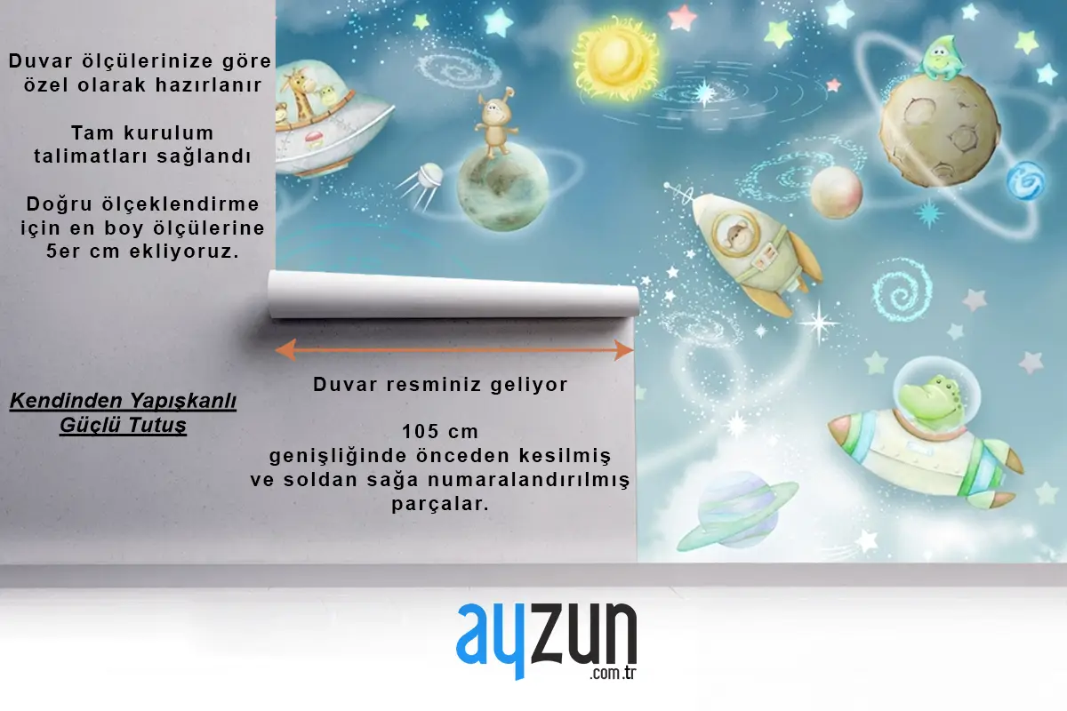 Kozmik Uzay Çocuk Odası Duvar Kağıdı