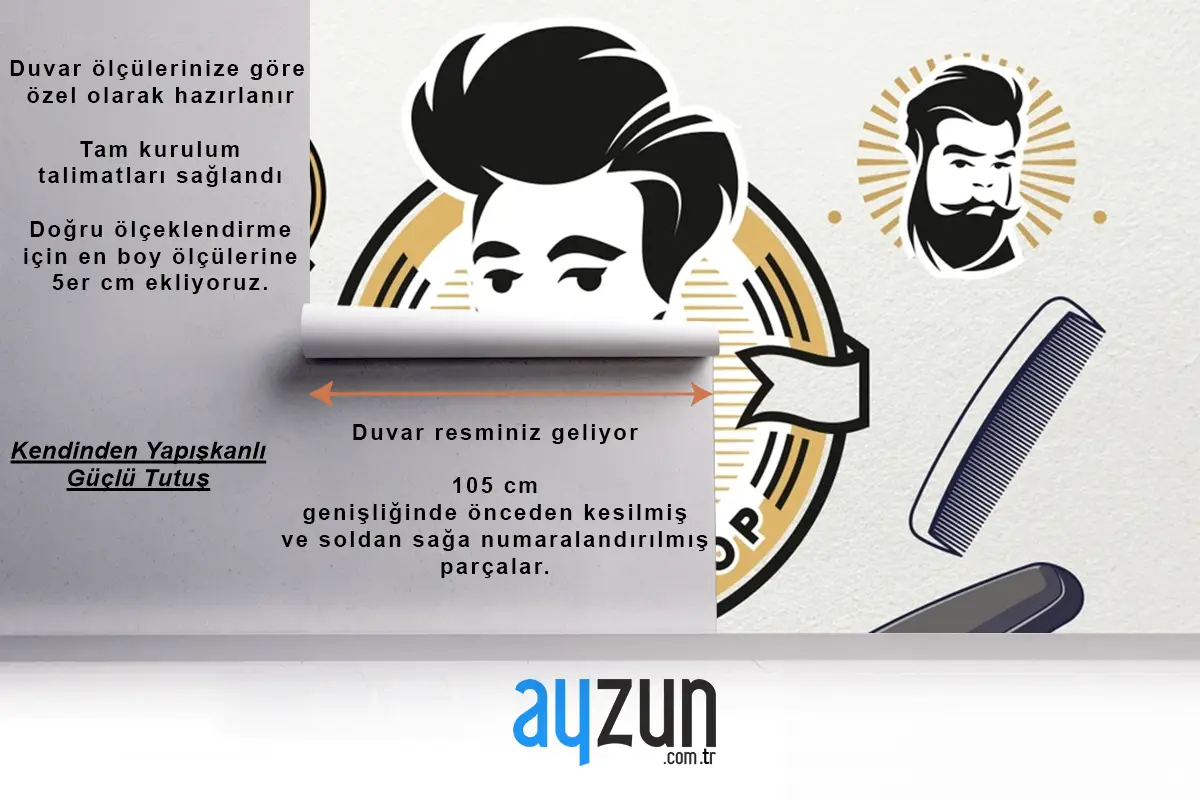 Krem Arka Plan Barbershop Duvar Kağıdı