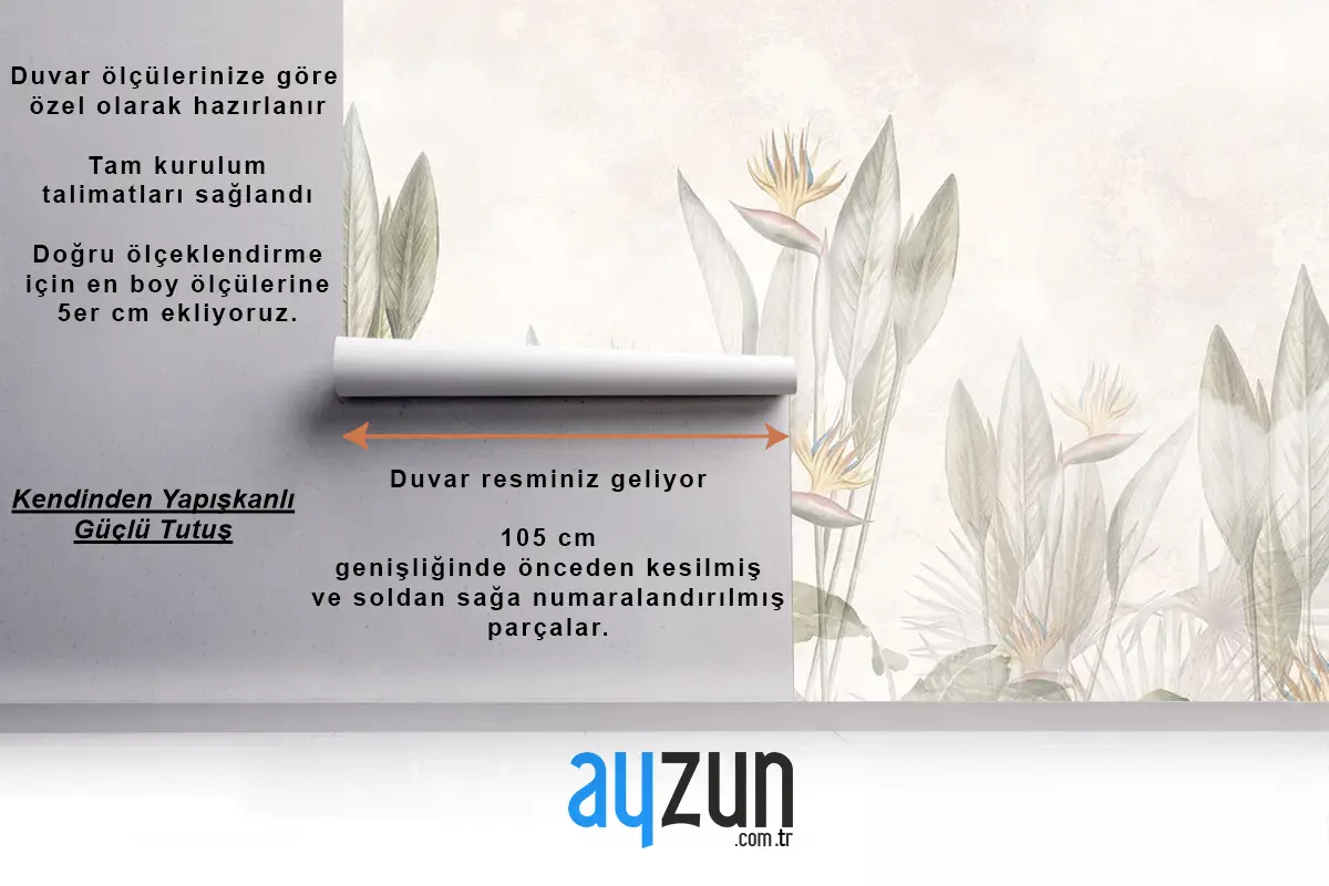 Krem Arka Plan Tropik Yapraklar Duvar Kağıdı